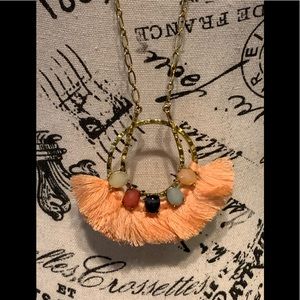 🧡 never worn coral orange necklace with beads 🧡